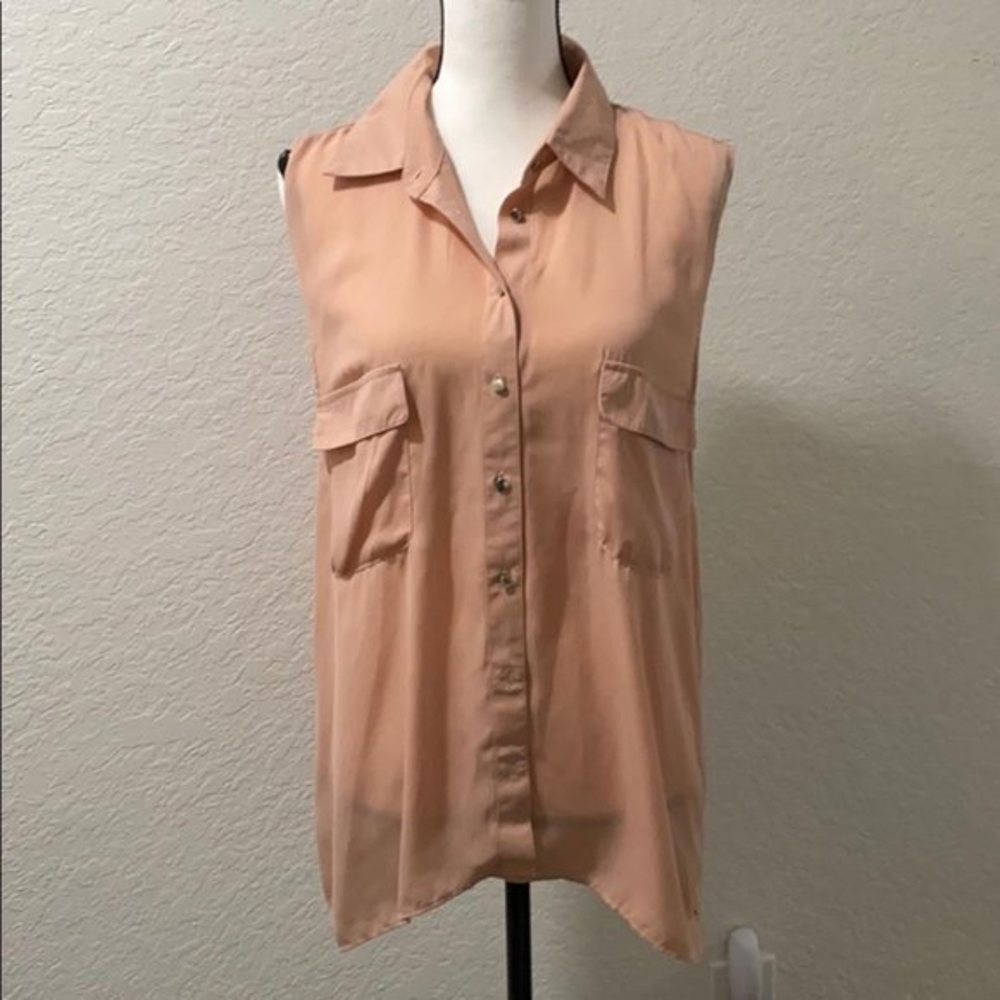 Lumiere sleeveless button front side‎ zip accent